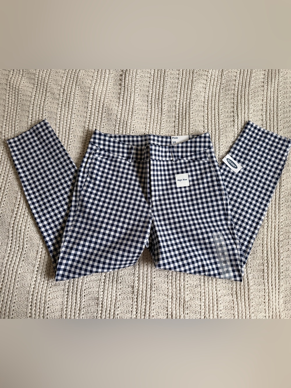 NWT Old Navy Blue and White Gingham Pixie Pants